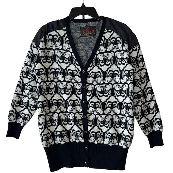 Evisu Cardigan Sweater Wool Blend Goth Harajuku Oversized - Picture 1 of 8